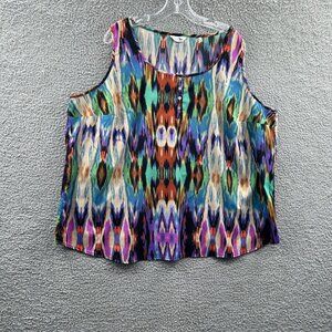 Label Be Womens Top 24 Colorful 100% Polyester Tribal Sleeveless Pullover‎ Shirt